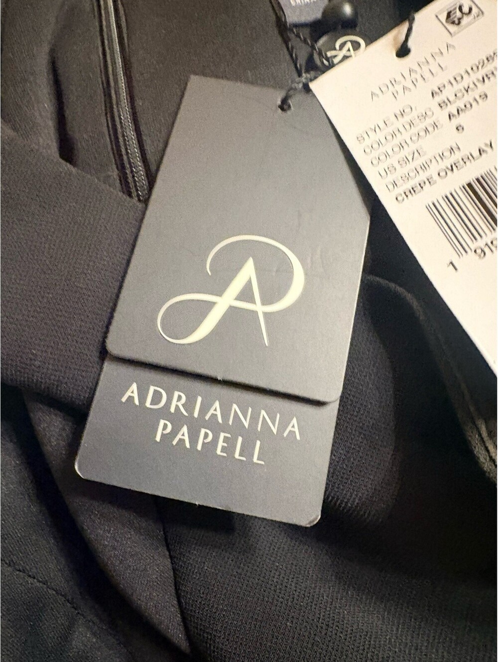ADRIANNA PAPELL Crepe Overlay Formal One Piece Jumpsuit Size 6 Black/Ivory $179 - Picture 9 of 10